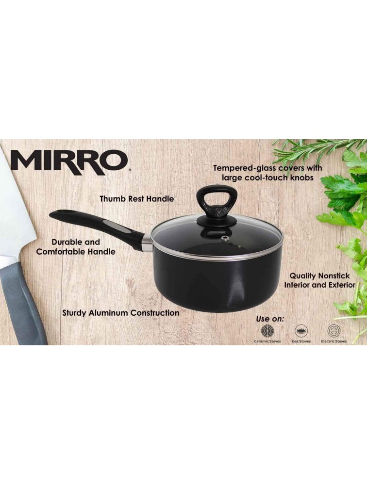 Mirro A7972484 Get A Grip Aluminum Nonstick 3-Quart Saucepan with Glass Lid Cover Cookware Black - BP32FK0TT