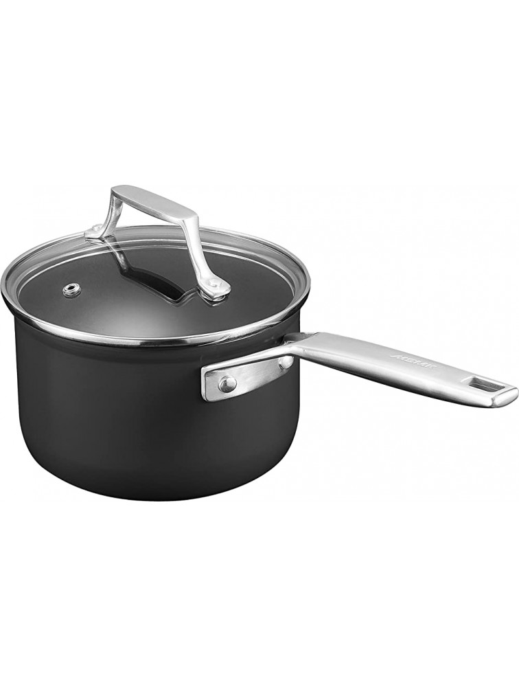 MSMK 1.5 Quart Saucepan with lid Burnt also Non stick Induction Scratch-resistant Small Cooking Pot - B304OS9V3