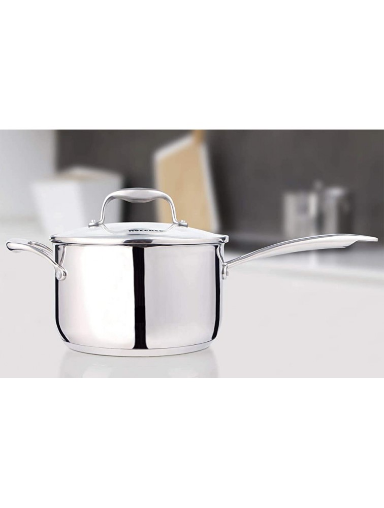 Rorence Stainless Steel Saucepan Sauce Pan with Pour Spout & Glass Lid with Strainer 3.7 Quart - B7BFD79EF
