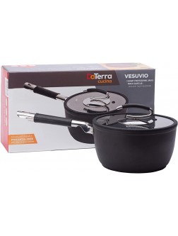 Vesuvio Ceramic Coated Nonstick Sauce Pan 3 Quart | Heat Resistant Silicone Handle | Durable High Heat Aluminum Base with No PTFE PFOA Lead or Cadmium | Oven & Dishwasher Safe | Made In Italy - B0VV0K1WJ