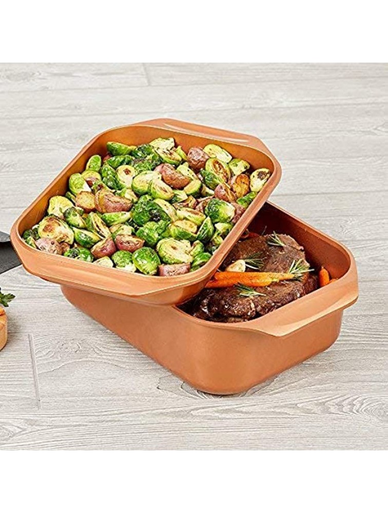 14 In 1 Multi-Use Copper Chef Wonder Cooker with roasting pan and lid Multi-Use Grill pan 12.5 QT 3 Piece Set - BKPH97QL5