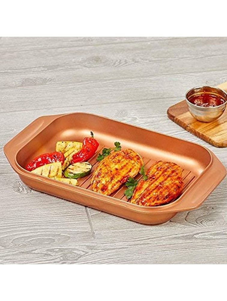 14 In 1 Multi-Use Copper Chef Wonder Cooker with roasting pan and lid Multi-Use Grill pan 12.5 QT 3 Piece Set - BKPH97QL5