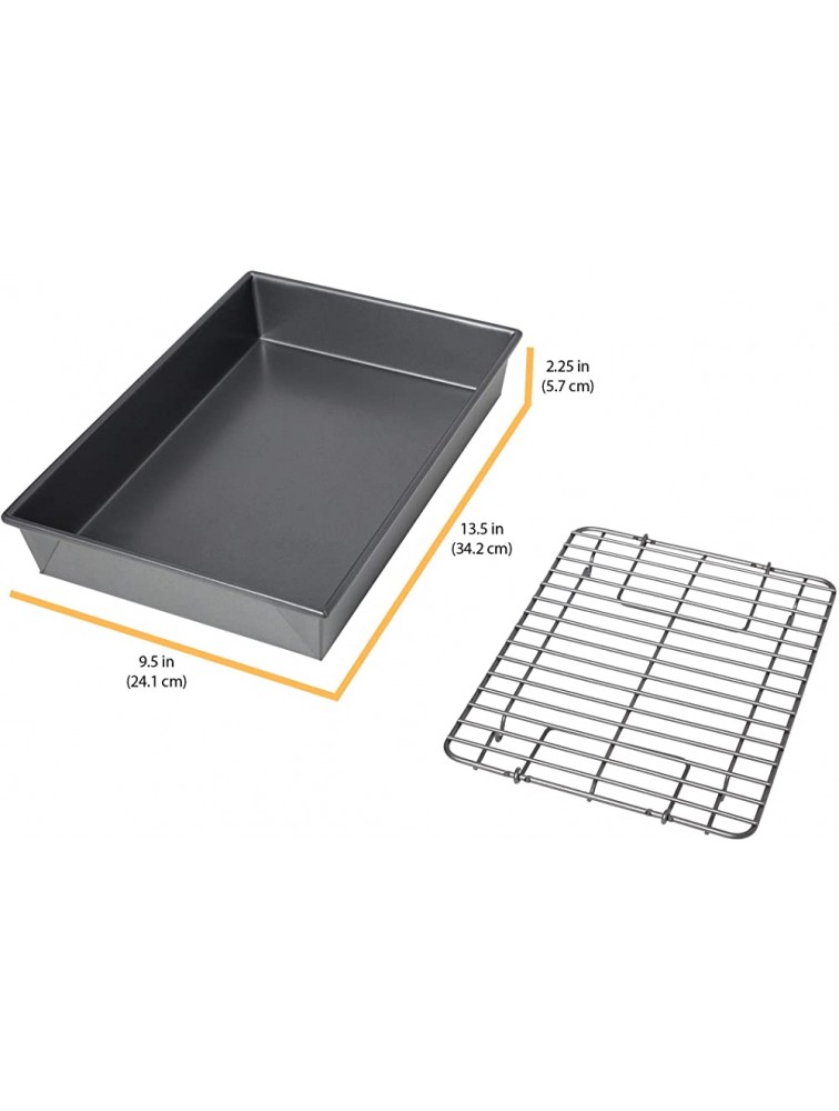 Chicago Metallic Pro Non-Stick Roast and Broil Baking Pan with Rack 13-Inch-by-9-Inch Gray - B270DUV4P