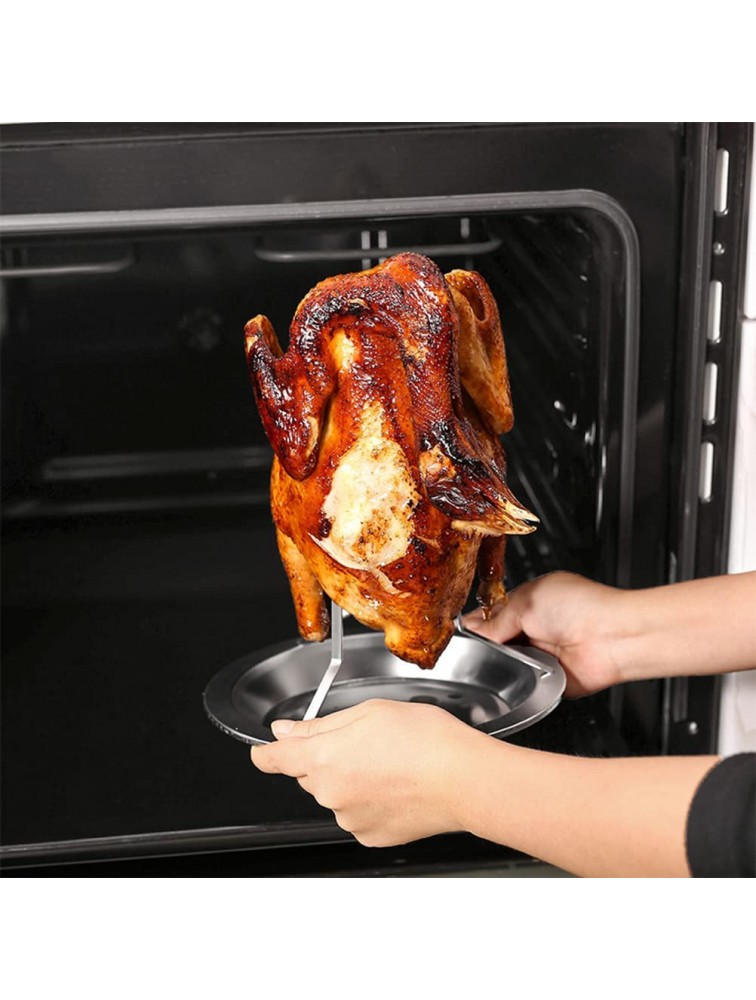 Chicken Roasting Rack with Non-Stick Grill Pan Sturdy Stainless Steel Poultry Turkey Holder Vertical Roaster Pan Duck Holder Grill Stand Roasting for Home & Camping Oven BBQ Cooking - BUAFTB55K