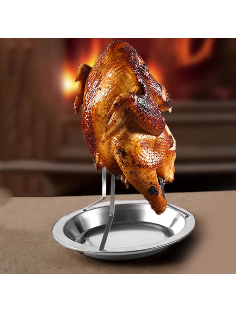 Chicken Roasting Rack with Non-Stick Grill Pan Sturdy Stainless Steel Poultry Turkey Holder Vertical Roaster Pan Duck Holder Grill Stand Roasting for Home & Camping Oven BBQ Cooking - BUAFTB55K