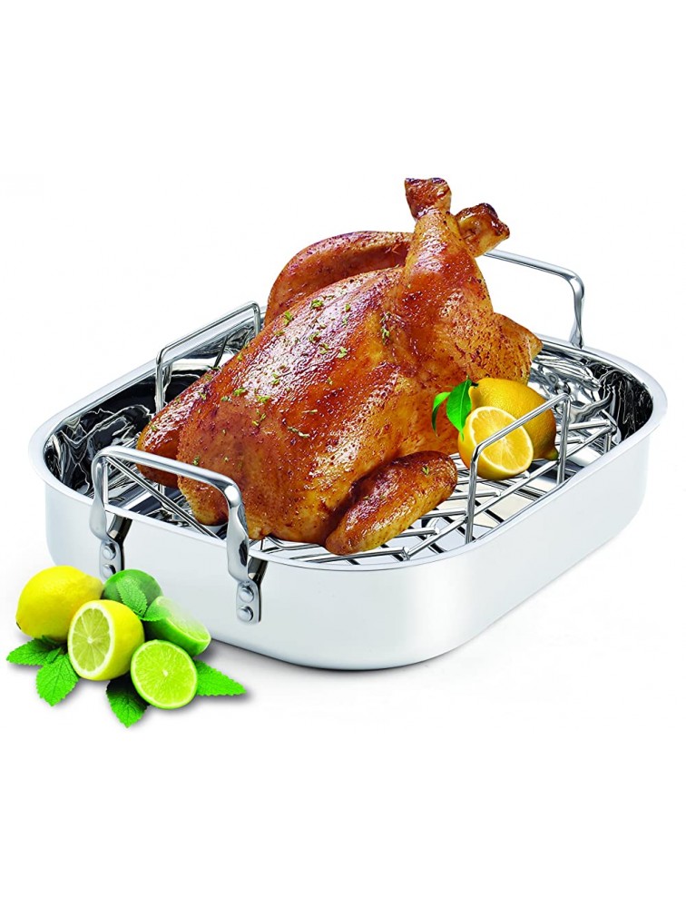 Cooks Standard 16-Inch by 13-Inch Stainless Steel Roaster with Rack Rectangular - BF8PUFWKY