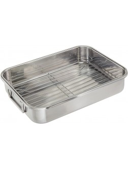 ExcelSteel Multiuse with Rack and Foldable Handles for Easy Storage Stainless Steel Roasting Pan 12.5" Stainless - BMKGJDQLN