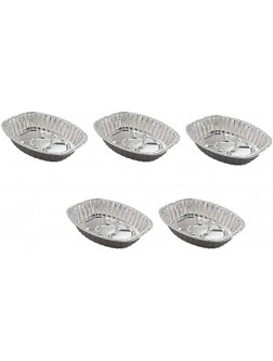 Heavy Duty Disposable Oval Roaster Pan Pack of 5 Size: 14" x 18" x 3" Roasting Pans Deep Oval Shape for BBQ Grilling Heating for Chicken Meat Brisket Turkey Baking - BRXT54Z2U