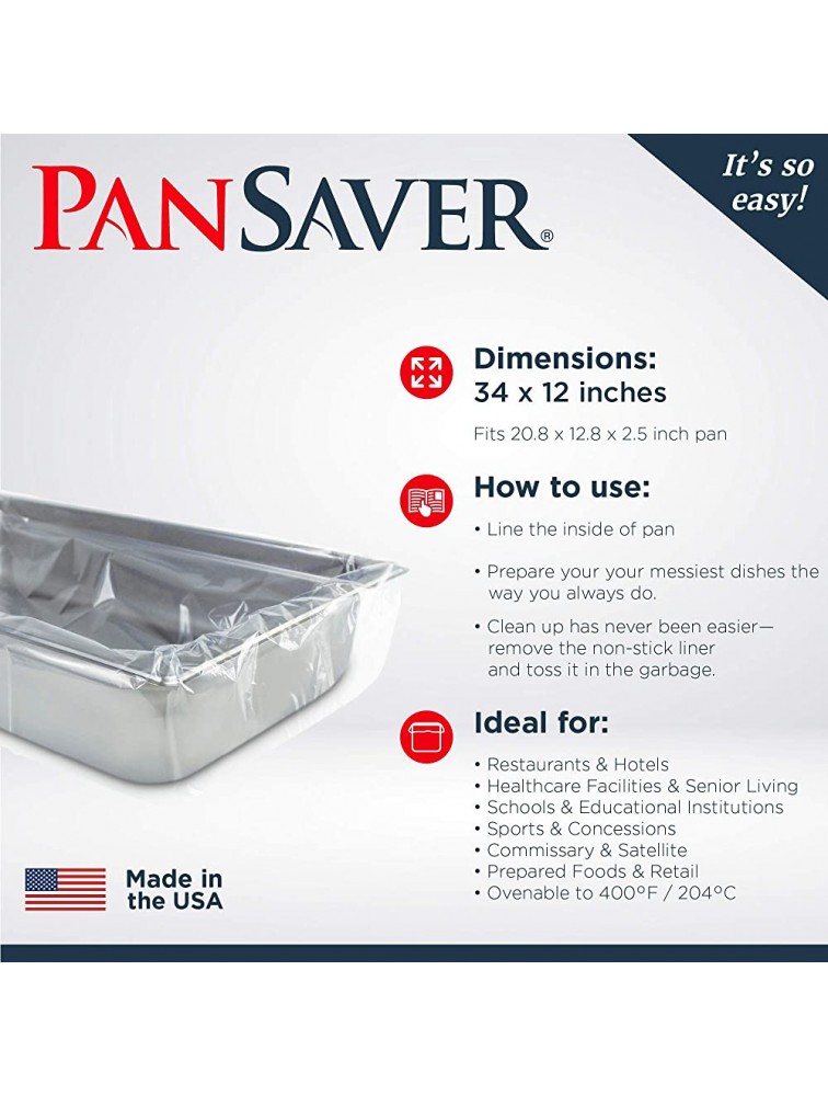 PanSaver Eco Oven-Safe Pan Liner Clear Disposable Liner Bags Full Pan Shallow Pan Liners 100 Liners - BC18CTF7W
