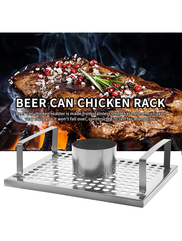 PXRJE Beer Can Chicken Holder,Chicken Roaster Stand Stainless Steel Vertical with Handles for Grill.Silver - BCD2SFVBX