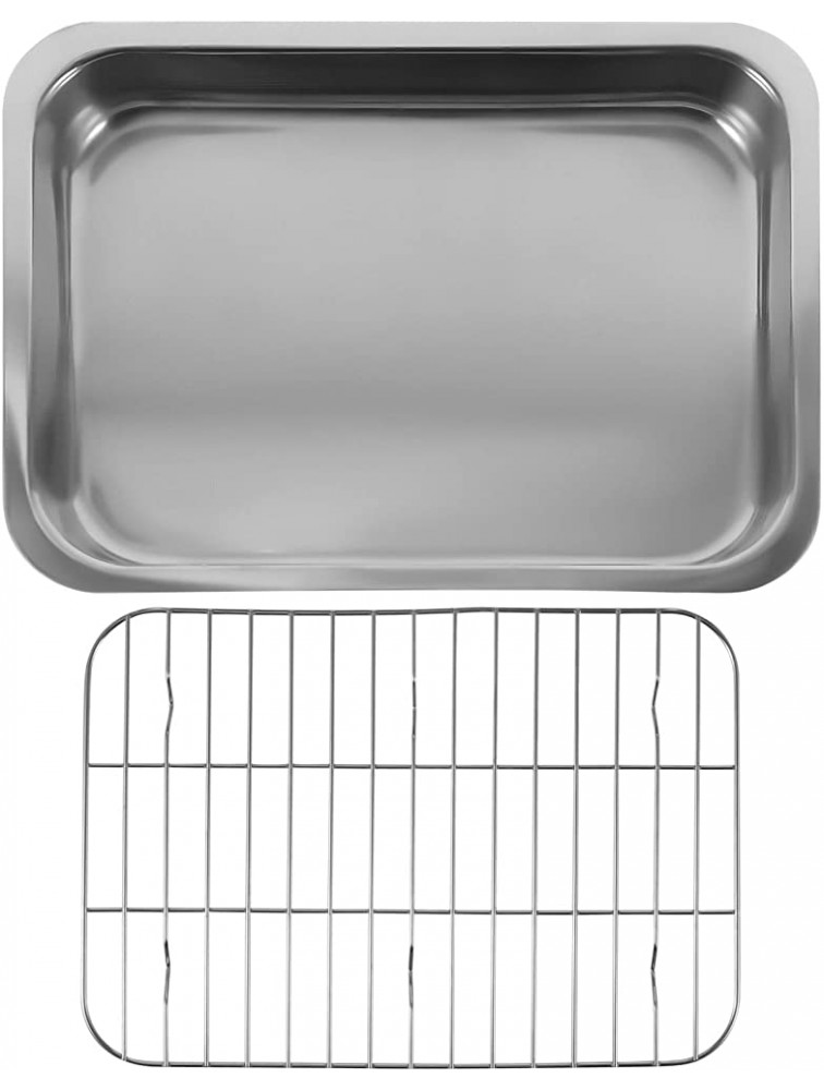 Stainless Steel Roasting Pan：Cabilock Rectangular Small Roasting Pan With Rack Deep Roaster Pan Tray Baking Pan With Rack Set Lasagna Pan Baking Tray Quarter Sheet with Handles for Roasting - BXF2LTLU8