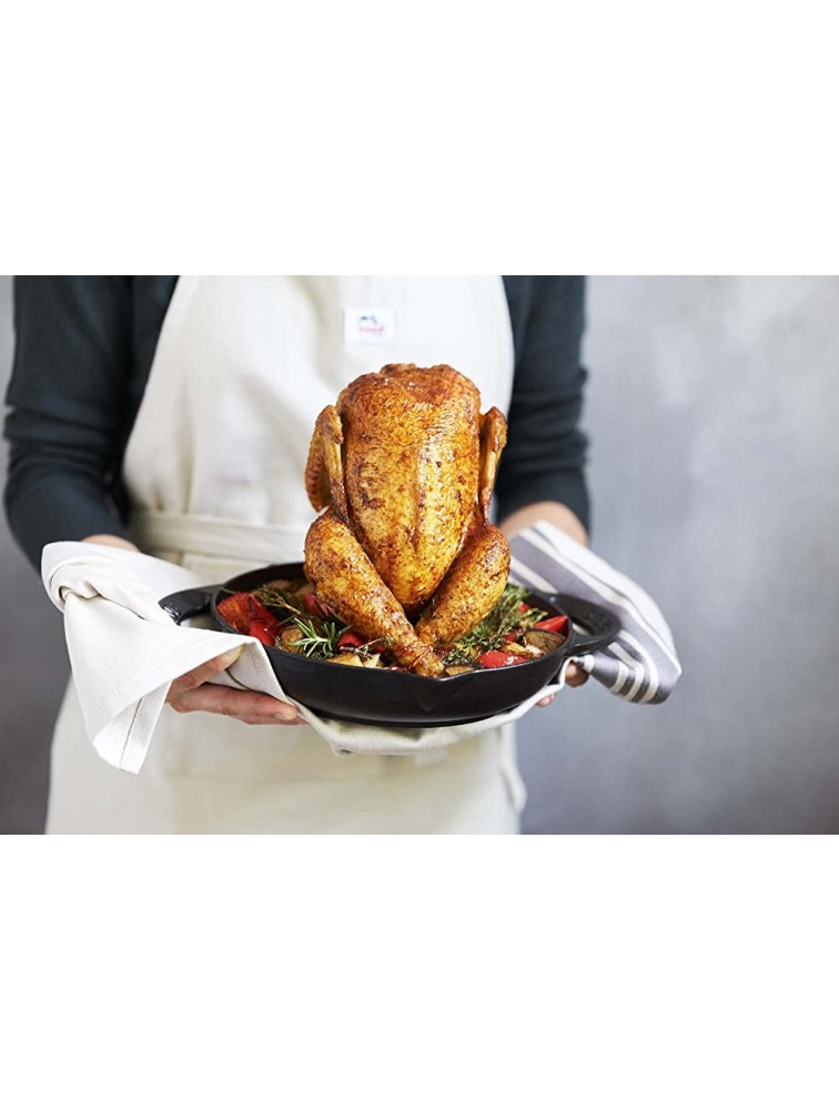 Staub Cast Iron 9.5-inch Vertical Chicken Roaster Matte Black Made in France - BHSUWYIVH