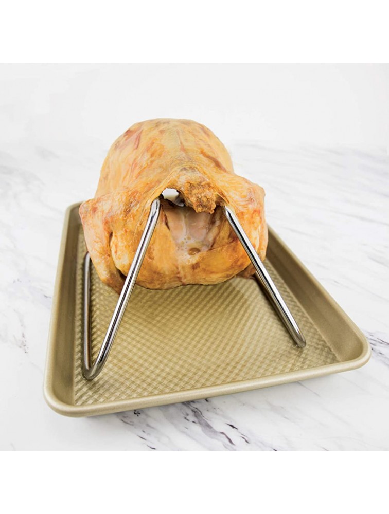 Tovolo Chicken Stainless Steel Poultry Roast & Grill Chicken & Duck Non-Stick Roasting Rack for Indoor & Outdoor Cooking Accessory 1 EA - B9KO0JYHR