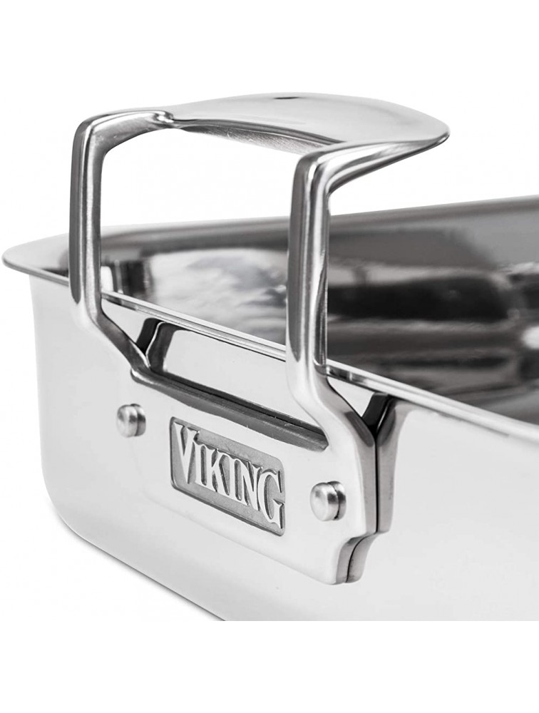 Viking 3-Ply Stainless Steel Roasting Pan with Nonstick Rack + BONUS Carving Set 16 Inch by 13 Inch - BA35L3AUK