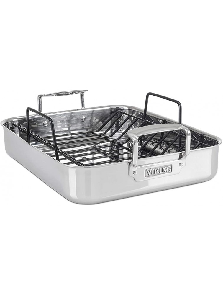 Viking Culinary 3-Ply Stainless Steel Roasting Pan with Nonstick Rack 16 x 13 - BKSC4I02Z