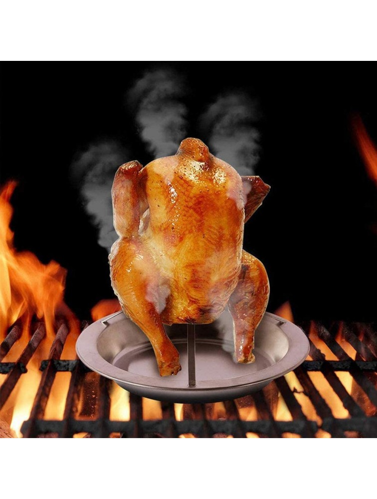 XYDZ Chicken Roaster Rack Stainless Steel Beer Can Vertical Roaster with Drip Pan for Oven Barbecue Grill Accessories Plate Kitchen Craft Non-Stick BBQ Accessories Cooking Tool Silver - BYRP5R2JT
