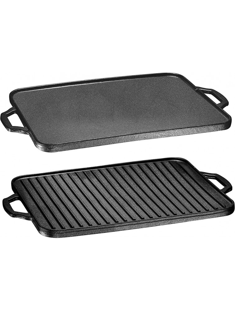3-In-1 Pre-Seasoned Cast Iron Rectangle Pan With With Reversible Grill Griddle Lid Multi Cooker Deep Roasting Grill Pan Non-Stick Open Fire Camping Use As Dutch Oven Frying Pan or Roasting pan - BDWRPPS5Y