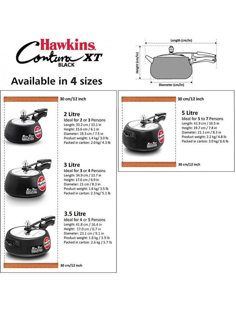 Hawkins CXT20 Pressure Cookers 2 Liter Black - BFYQYD2JJ