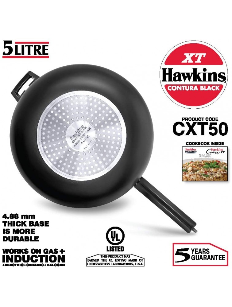 Hawkins CXT50 Contura Hard Anodized Induction Compatible Extra Thick Base Pressure Cooker Black 5L 5 L - BBU9MIE0U