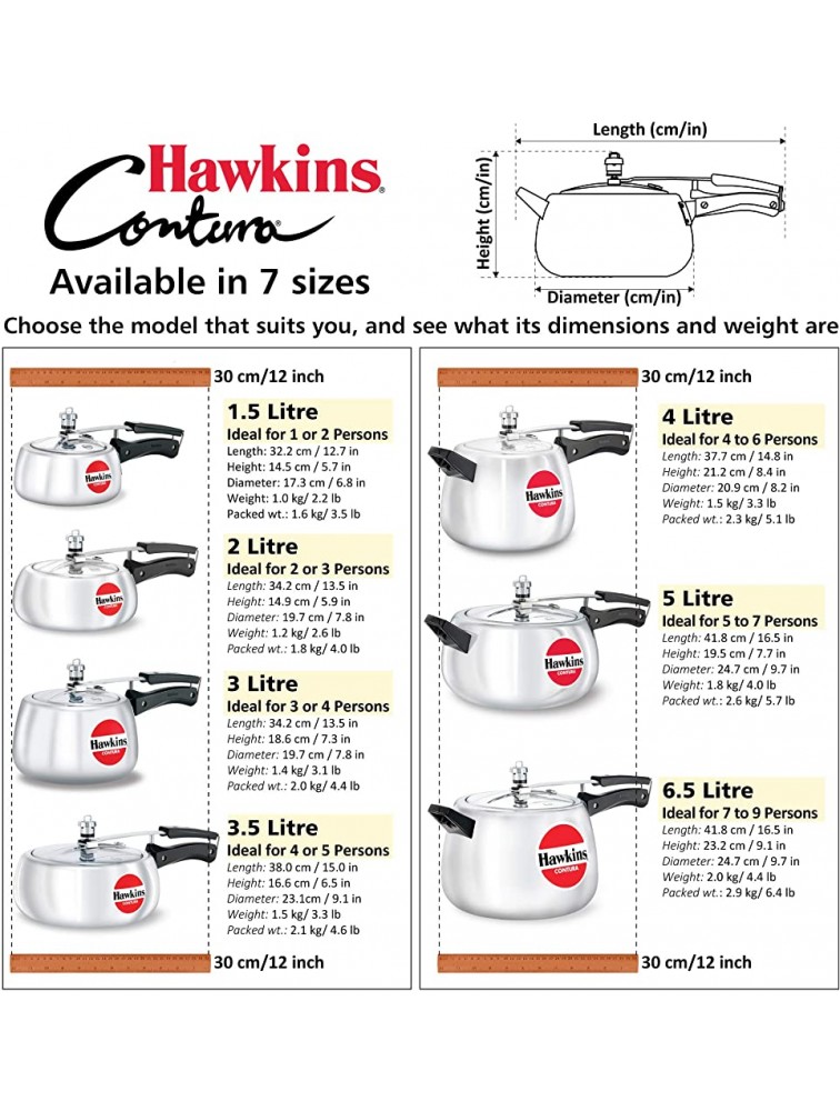 Hawkins HC20 Contura 2-Liter Pressure Cooker Small Aluminum - BR7N19GSX