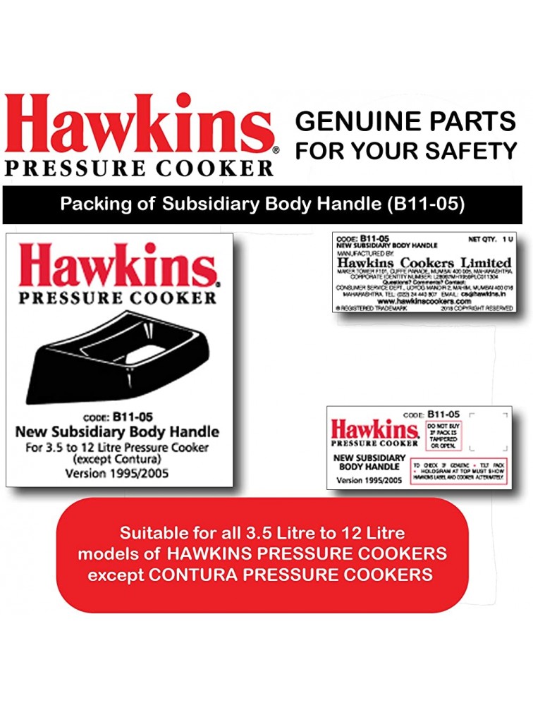 Hawkins Pressure Cooker New Subsidiary HandleB11-05 1 Unit-3.5 Litre to 12 LitreExcept Contura - B7F2CPTI4
