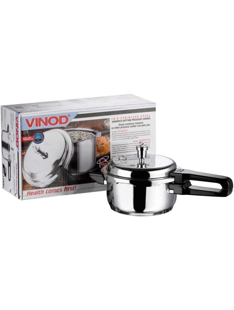Vinod V-2L Stainless Steel Sandwich Bottom Pressure Cooker 2-Liter,Silver,Medium - BX8BIR8AO