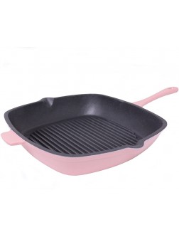 BergHOFF Neo 11" Colored Cast Iron Square Grill Pan Even Heat Induction Cooktop Long & Heavy-duty Handle Pink - BS84RYBEO