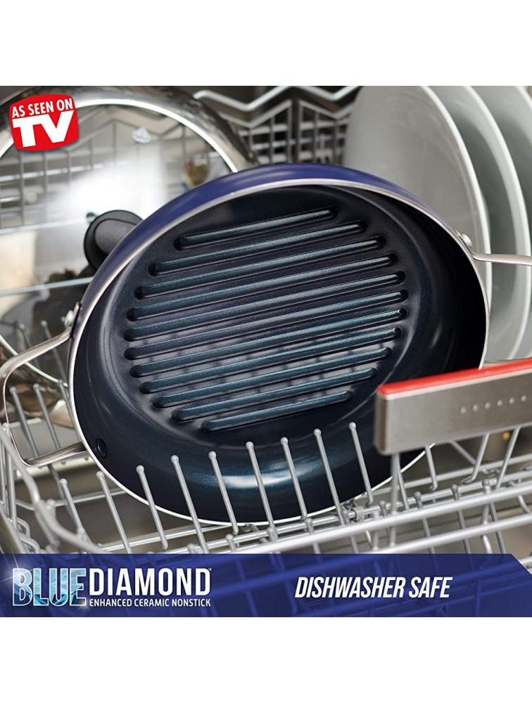 Blue Diamond Cookware Diamond Infused Ceramic Nonstick 11 Grill Genie Pan with Lid PFAS-Free Dishwasher Safe Oven Safe Blue - BNPDU5MJ0