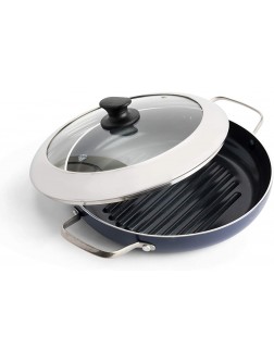 Blue Diamond Cookware Diamond Infused Ceramic Nonstick 11" Grill Genie Pan with Lid PFAS-Free Dishwasher Safe Oven Safe Blue - BNPDU5MJ0