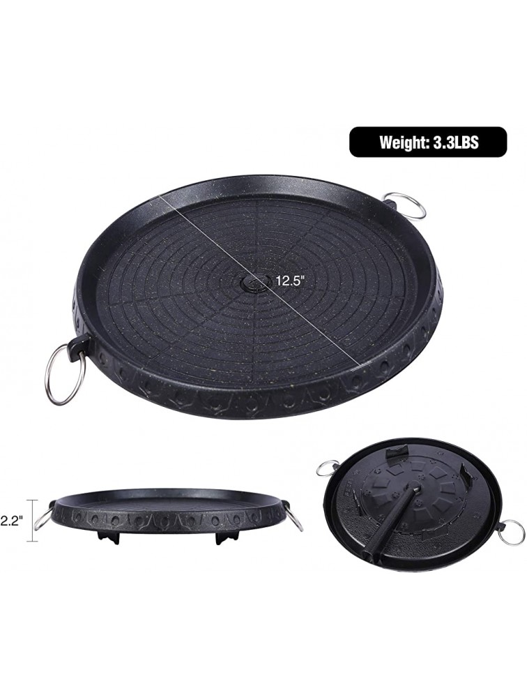 CAMPMAX Korean BBQ Grill Pan with Maifan Stone Coated Surface Non-Stick Smokeless Stovetop BBQ Grill Plate for Indoor Outdoor 12.5 - BFK7F7QLY