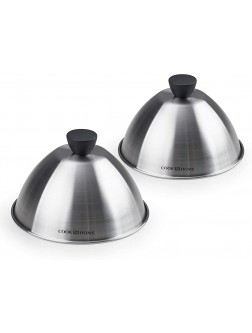 Cook N Home Stainless Steel Grill Cooking Steaming Dome lid 2 Pack 6 inches Silver - BC9RQDQCD