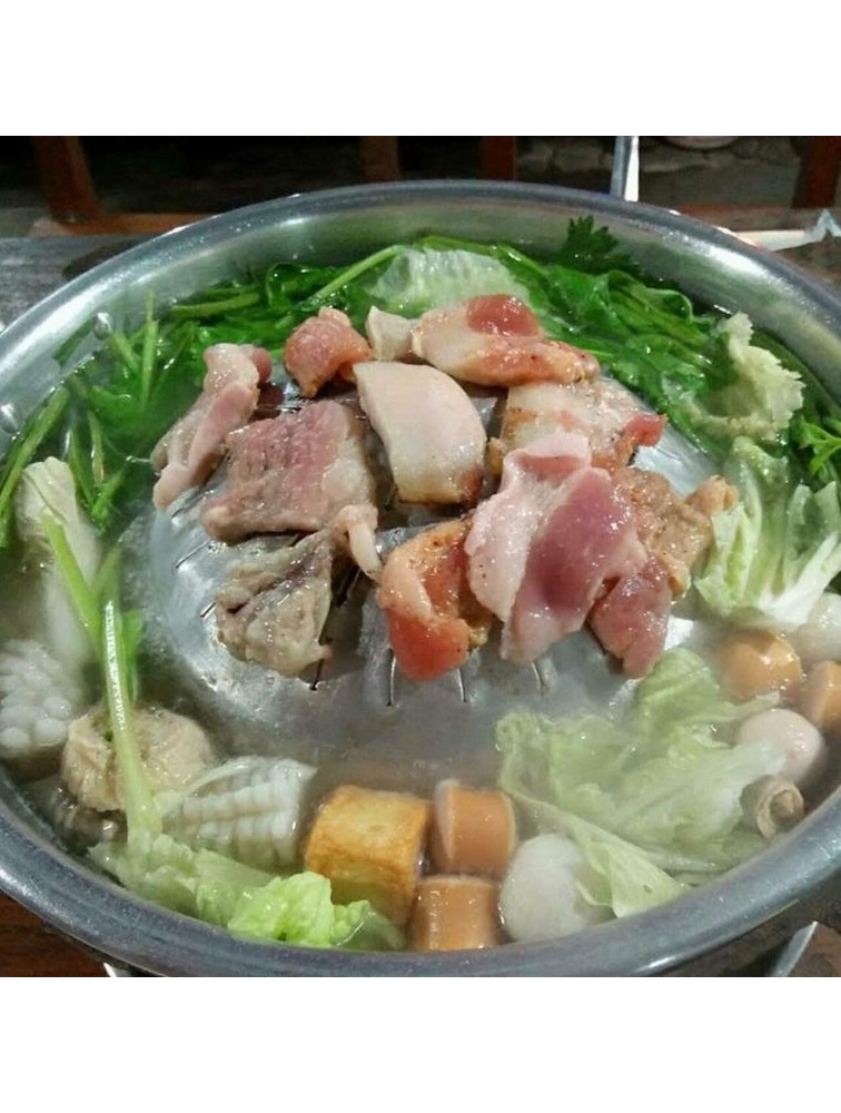 Cozinest Mookata Thai Korean Bbq Smoke Steak Grill Charcoal Pan Pork Hot Pot Aluminium Asian Cookware Style 121416 14 inch 35 cm - BELACPOPK