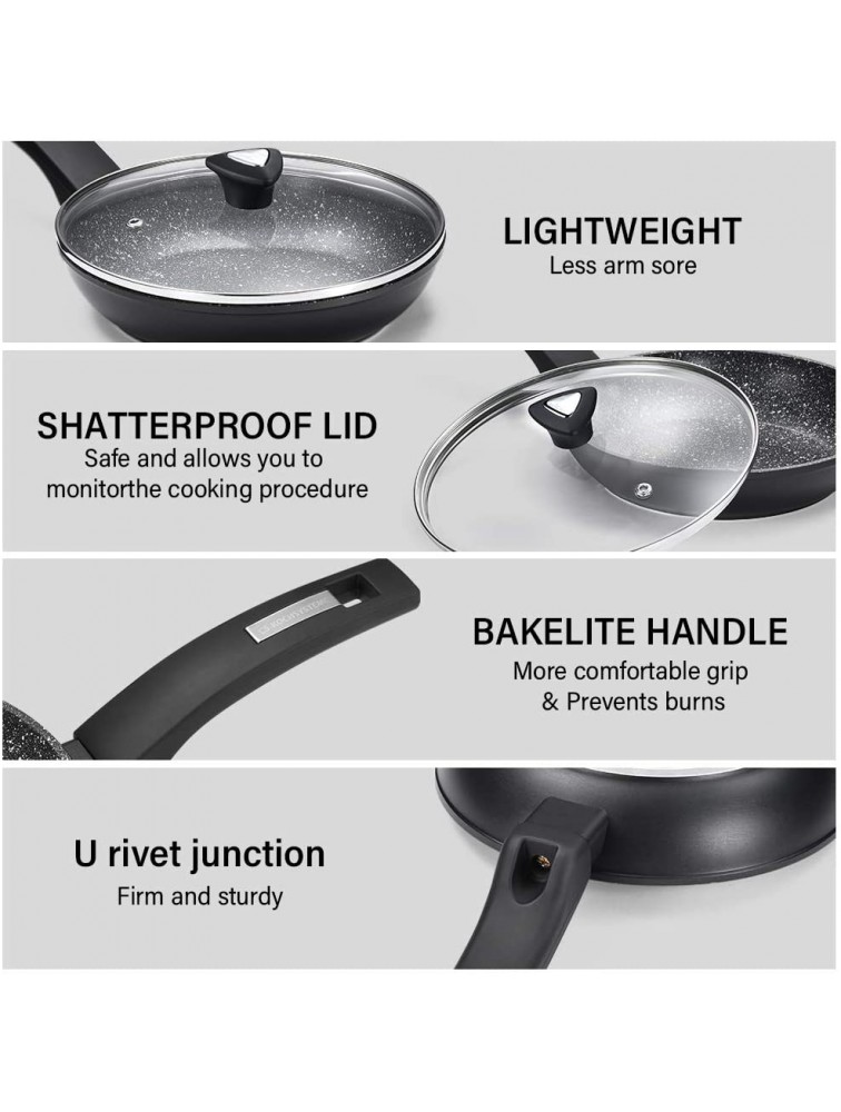CSK 8” Small Stone Earth Nonstick Frying Pan Nonstick Omelet Pan Skillet for All Stove Tops Include Induction Cooker Stir Fry Pan with Heat Resistant Handle APEO & PFOA-Free Granite Coating - B8G65F6VN