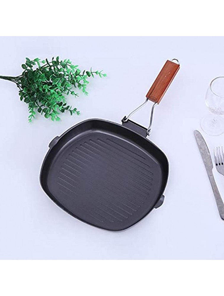 fold 8-Inch Kitchen Square Cast Iron Skillet Grilling Pan Nonstick Cast Iron Grill Pan Enameled Cast Iron Skillet Steak Pan w Side Drip Spout For Electric Stovetop Induction Gas - - BQ6P8CFVH