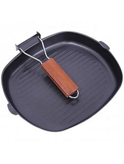 fold 8-Inch Kitchen Square Cast Iron Skillet Grilling Pan Nonstick Cast Iron Grill Pan Enameled Cast Iron Skillet Steak Pan w Side Drip Spout For Electric Stovetop Induction Gas - - BQ6P8CFVH