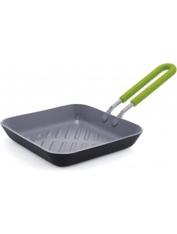 GreenPan Mini Healthy Ceramic Nonstick 5" Square Grill Pan PFAS-Free Dishwasher Safe Stay Cool Handle Black - B2H6AB7SI