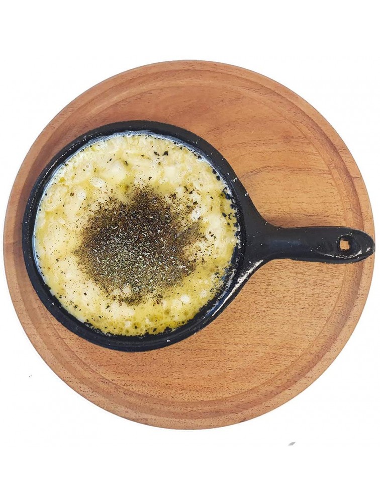 PROVOLETERA Provolone Provoleta Melted Cheese Pan. Enameled Cast Iron. Comes With an Algarrobo Wood Base. Hand-made in Argentina. 5 Diameter. - BM56F04WJ