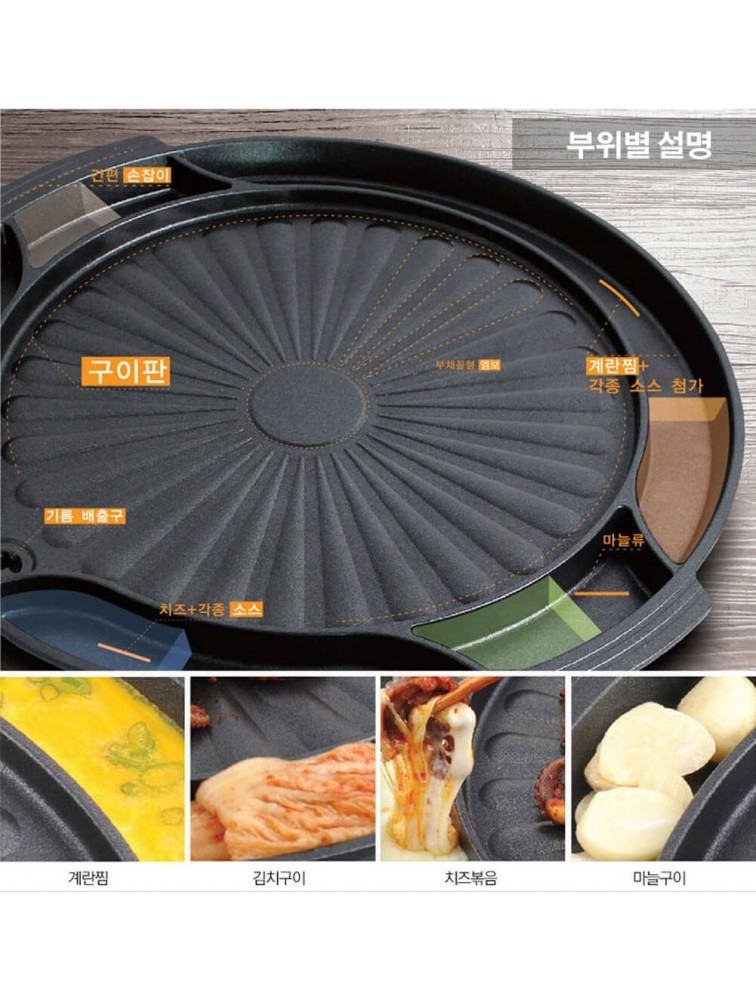 SUNTOUCH Egg Steamed Round Grill Pan Space Utilization Non stick 4 Stone Coating 40cm Recreation Camping Dining room Home ST-1600P - BXZXX6AAH