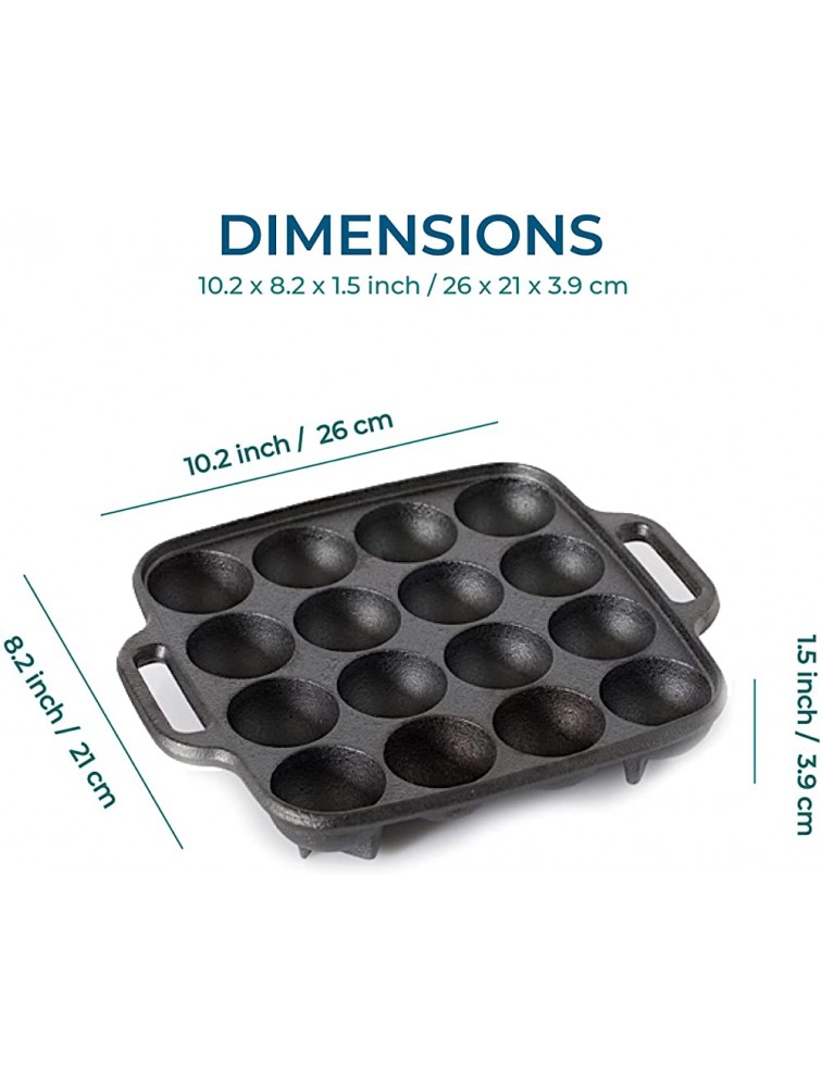 ZEELIK Takoyaki Cast Iron Pan 16 Hole Heavy Duty NonStick Square Cooking Plate Octopus Ball Maker Complete with 2 Silicone Oven Mitts - B6PZVBIHJ