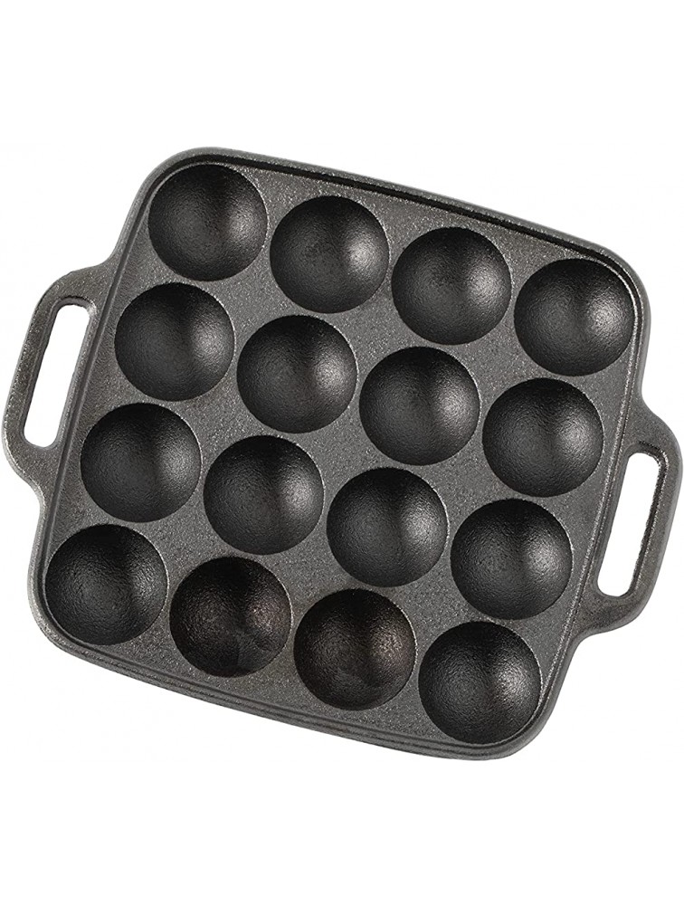 ZEELIK Takoyaki Cast Iron Pan 16 Hole Heavy Duty NonStick Square Cooking Plate Octopus Ball Maker Complete with 2 Silicone Oven Mitts - B6PZVBIHJ