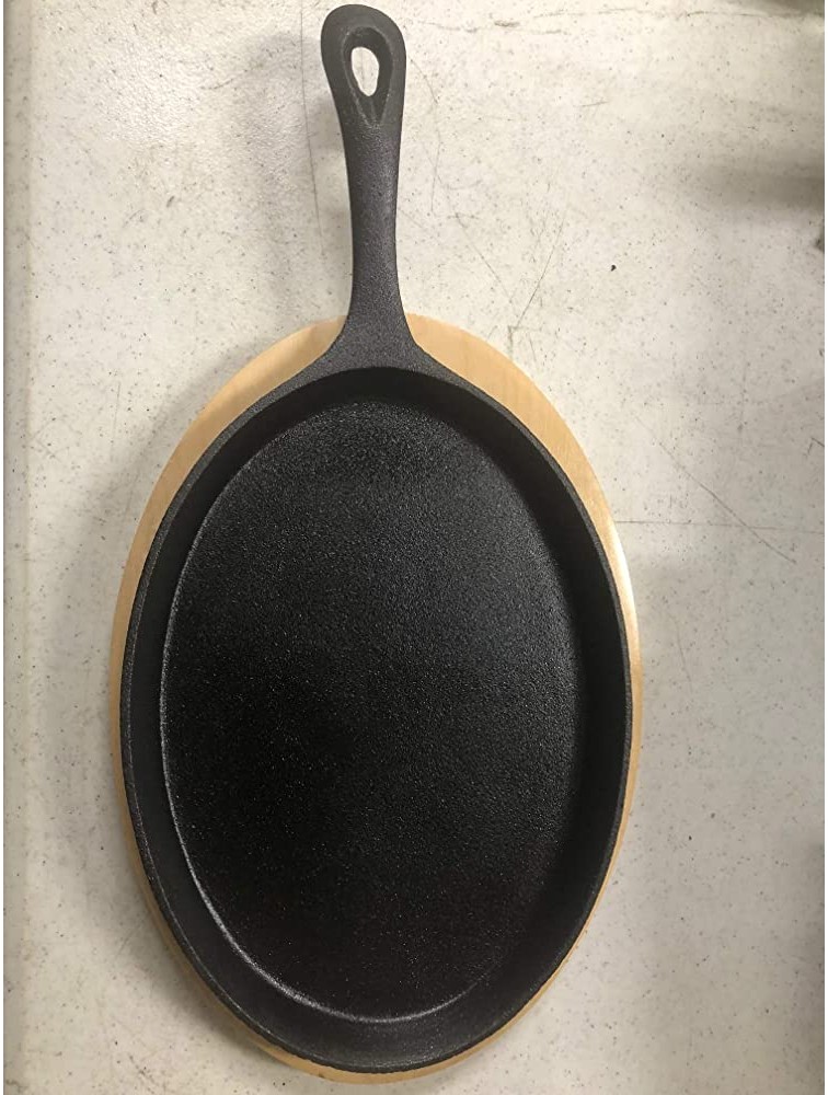 Brooks AG Parts Four Pre-seasoned Cast Iron Fajita Pan Sets,Includes Wooden Serving Bases,Padded Handle Sleeve and Cast Iron Skillet - B8BKESX5L