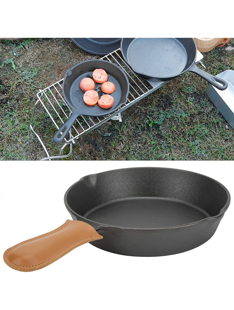 CUTULAMO Non Sticking Frying Pan Flat Bottom Nonstick Coating Heating Evenly Camping Frying Pan with Anti Scald PU Cover for Outdoor for Hiking - BX8ALV2TD