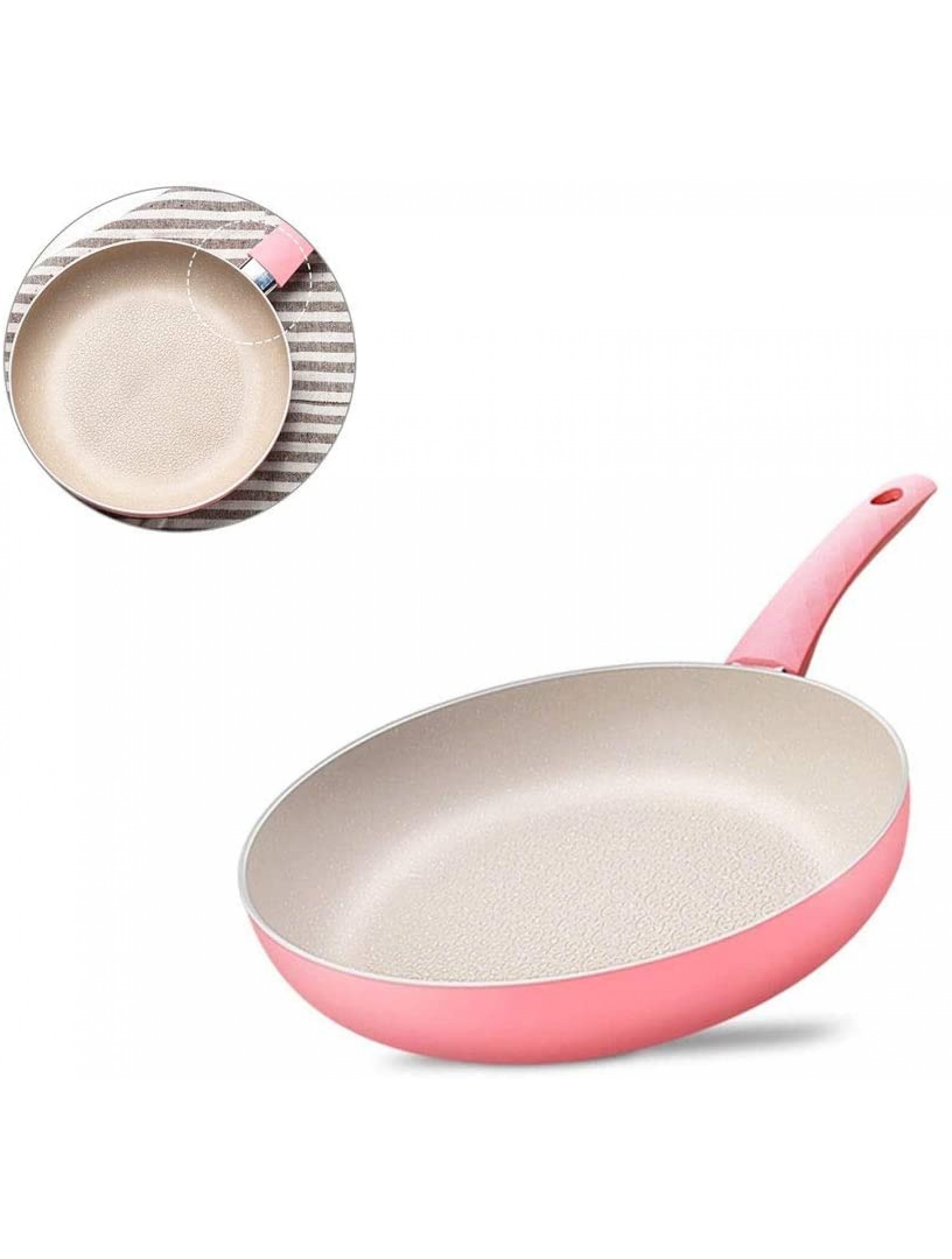 HOLPPO-URG 9.7 11Inch Frying Pan with Lid Ultra Nonstick Small Frying Pan with Ceramic Titanium Coating Nonstick 9.7 11Inch Induction Compatible Copper HOLPPO-URG Size : 24cm - BHYXPRR3M