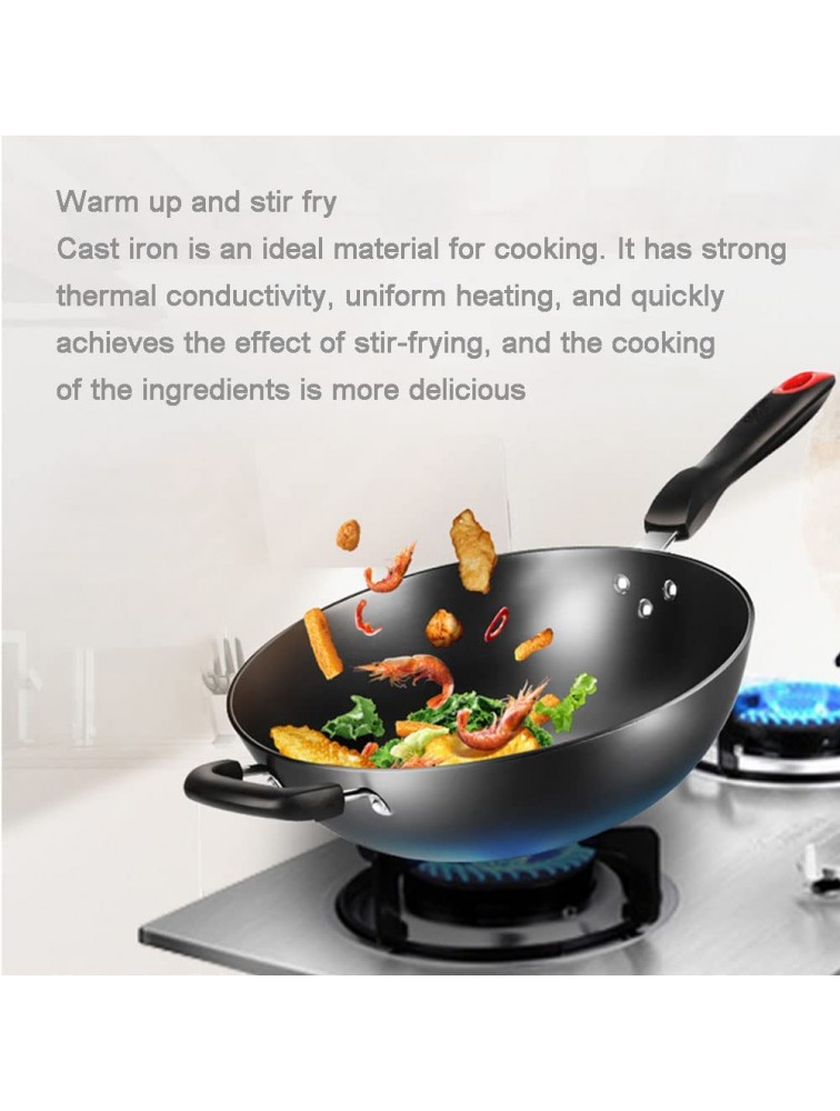 Iron Wok With Lid 32cm Pan Anti-rust Wok Pan Nonstick Saute Pan Natural Uncoated Cast Iron Pot Easy To Clean - BUWRSKY2T