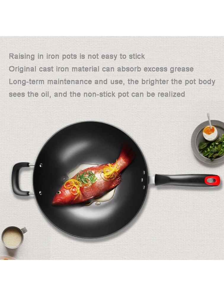 Iron Wok With Lid 32cm Pan Anti-rust Wok Pan Nonstick Saute Pan Natural Uncoated Cast Iron Pot Easy To Clean - BUWRSKY2T