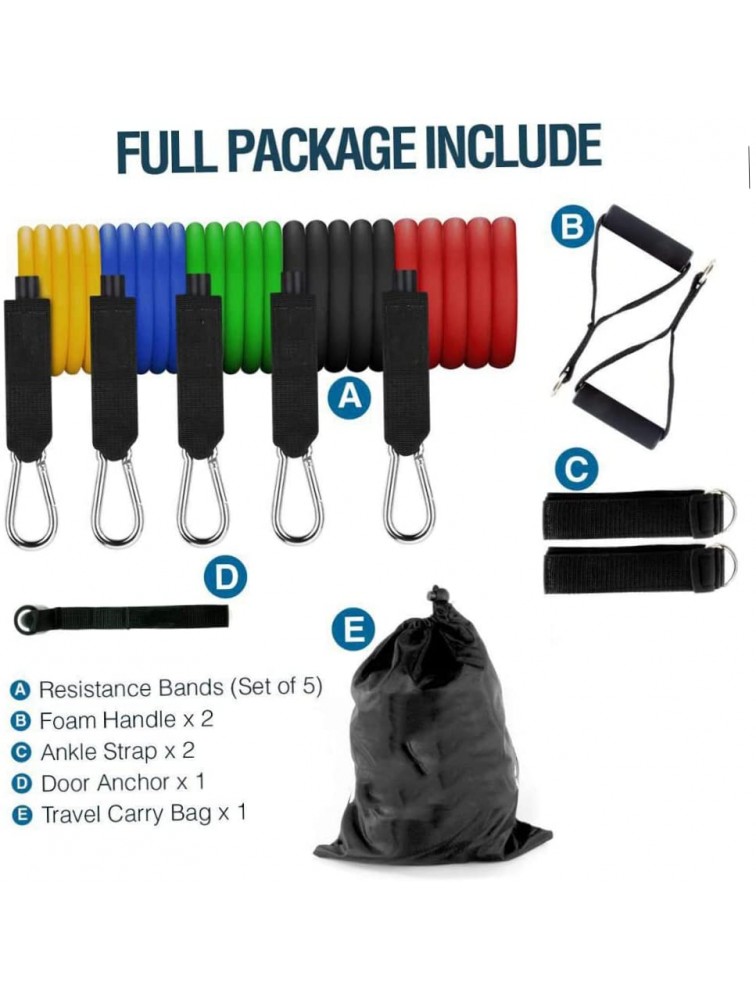 LysiMuus Resistance Bands Set Home Gym Equipment Men Women Outdoor Home Workout Bands Carrying Bag Muscle Building Strength Training Yoga Pull Rope Home Gym Equipment 11pcs - BPSKKP144