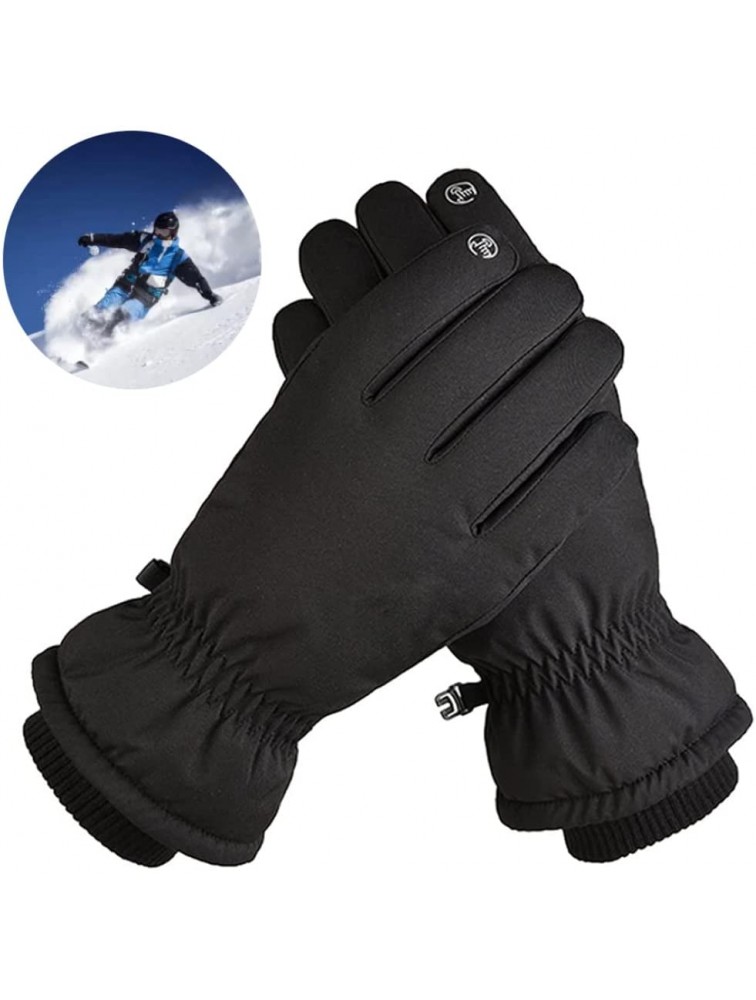 LysiMuus Touch Screen Ski Gloves Mens Ladies Winter Thermal Gloves for Cycling Running Hiking Walking Driving Motorbike Warm Black XL 1Pair - BHPVFD5LW