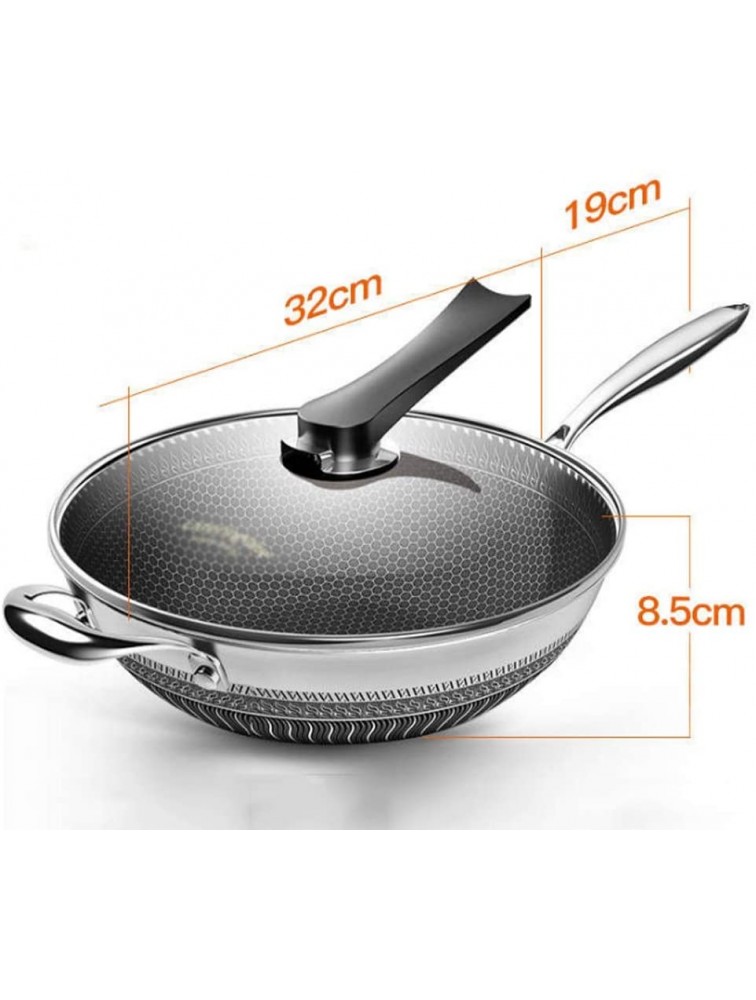 SBSNH Non-stick pan double-sided honeycomb 304 stainless steel wok without oil smoke frying pan wok without phosphorus - BGL4LAOUM