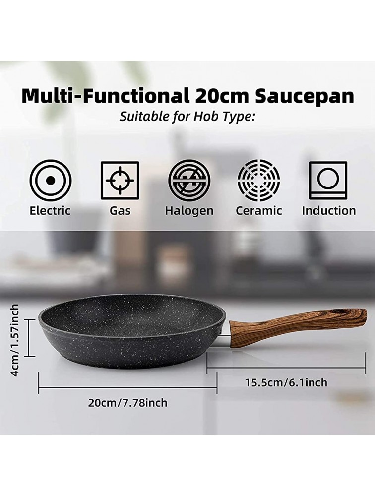 Zohao Egg Frying Pan Non Stick 20cm 8 inch Induction Wok for Steak Bacon Hot-Dog Burgers Forged Aluminum Woks Nonstick - B8CRCHCCS