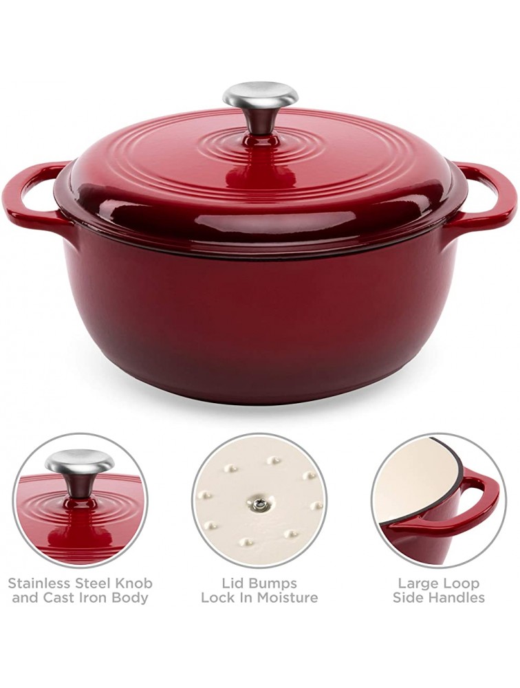 Best Choice Products 6qt Ceramic Non-Stick Heavy-Duty Cast Iron Dutch Oven w Enamel Coating Side Handles for Baking Roasting Braising Gas Electric Induction Oven Compatible Red - BYV1Y1BB5
